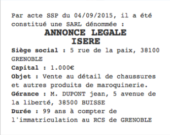 annonce legale isere